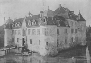 Chateau de Bottmingen, pres Bale (zdjęcie czarno-białe) autorstwa Swiss Photographer