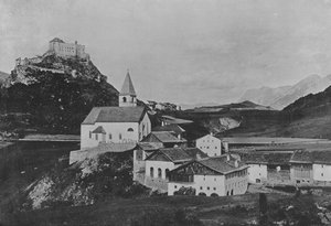 Zamek Tarasp (zdjęcie czarno-białe) autorstwa Swiss Photographer