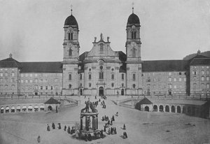 Einsiedeln, Fasada Couvent (zdjęcie czarno-białe) autorstwa Swiss Photographer