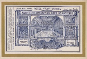 Reklama dla Grand Etablissement Des Bains De Montreux (grawerowanie) autorstwa Swiss School