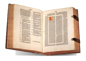 De civitate Dei, z komentarzem Thomasa Waleysa (zm. przed 1349) i Nicolausa Trivet (1258?-1328), Augustyna z Hippony, druk 1489 (wellum) autorstwa Swiss School
