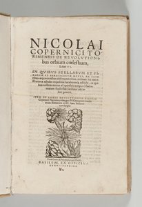 Rewolucje światów niebieskich Mikołaja Kopernika (1473-1543) z De libris revolutionum Nicolai Copernici Narratio prima Georga Johanna Rheticusa (1514-74), Bazylea: Heinrich Petri autorstwa Swiss School