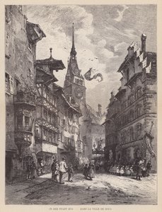 W mieście Zug, Dans la Ville de Zoug (grafika) autorstwa Swiss School