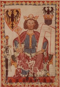 SM. Kumpel. zalążek. 848 Król Henryk, ilustracja z Kodeksu Manesse, zbiór dworskich pieśni miłosnych, prawdopodobnie z Zurychu, ok. 1300-20 autorstwa Swiss School
