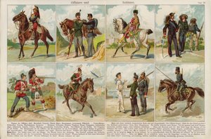 Oficerowie i żołnierze armii europejskich (chromolitho) autorstwa Swiss School
