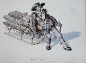 Sledger z powiatu berneńskiego, pocz. XIX w. (kolororyt) autorstwa Swiss School
