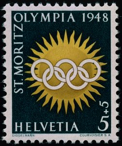 Znaczek upamiętniający Zimowe Igrzyska Olimpijskie w 1948 r.