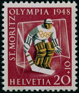 Znaczek upamiętniający Zimowe Igrzyska Olimpijskie w 1948 r.