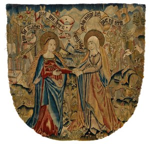 Panel gobelinowy przedstawiający Nawiedzenie, ok. 1500 r. (wełna, jedwab, metal i złoto) autorstwa Swiss School