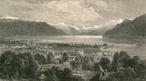 Vevey i górna część Jeziora Genewskiego, patrząc w kierunku Doliny Rodanu autorstwa Swiss School