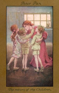 Piotruś Pan: Powrót dzieci (kolorowa litografia) autorstwa Sybil Barham