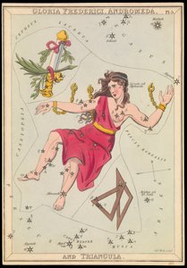 Gloria Frederich, Andromeda i Triangula, ok. 1825 (karta, papier, bibułka) autorstwa Sydney Hall