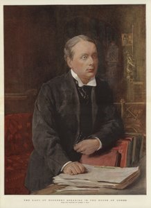 Earl of Rosebery przemawia w Izbie Lordów (kolor lito)