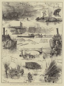 Notatki artysty na regatach Oxford i Cambridge Boat Race autorstwa Sydney Prior Hall