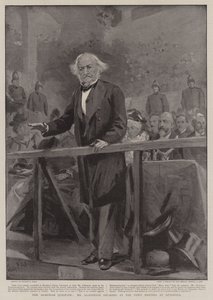 Kwestia Aremenii, pan Gladstone przemawiający na zebraniu miejskim w Liverpoolu autorstwa Sydney Prior Hall