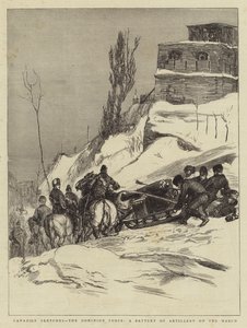 Canadian Sketches, the Dominian Force, a Battery of Artillery on the March 