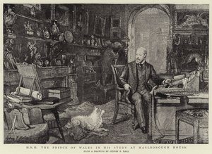 H R H Książę Walii w swoim gabinecie w Marlborough House autorstwa Sydney Prior Hall