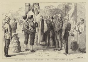 Lady Dufferin wręcza nowe barwy 18 Bengalskiej Piechocie pod Alipur autorstwa Sydney Prior Hall