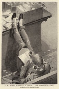 Pan A.J. Balfour w Izbie Gmin, widok z galerii prasowej autorstwa Sydney Prior Hall