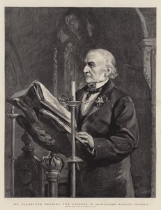 Pan Gladstone czytający Lekcje w kościele parafialnym w Hawarden