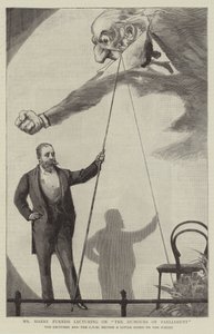 Pan Harry Furniss wykłada na temat Humorów Parlamentu autorstwa Sydney Prior Hall