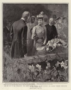 W przeddzień koronacji Królowa na Zjeździe Rodzin Żołnierskich i Żeglarzy w Sali Królowej autorstwa Sydney Prior Hall