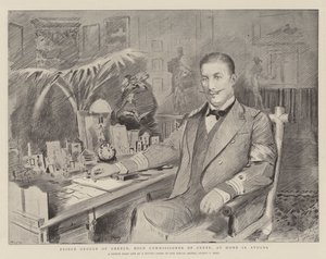 Książę George z Grecji, Wysoki Komisarz Krety, w domu w Atenach autorstwa Sydney Prior Hall