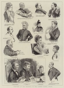 Szkice z posiedzeń Rady Szkolnej w Londynie autorstwa Sydney Prior Hall