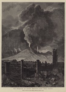 Erupcja Wezuwiusza, widok z Pompejów autorstwa Sydney Prior Hall
