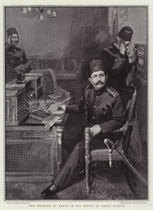 Khedive Egiptu w swoim gabinecie w pałacu Abdin autorstwa Sydney Prior Hall