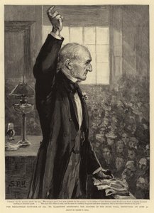 Kampania Mid-Lothian z 1892 roku, pan Gladstone przemawia na spotkaniu w Music Hall w Edynburgu, 30 czerwca autorstwa Sydney Prior Hall