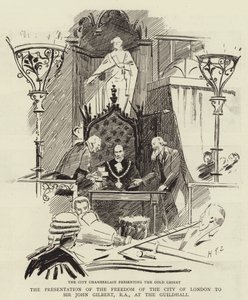 Prezentacja wolności miasta Londynu Sir Johnowi Gilbertowi, RA, w Guildhall autorstwa Sydney Prior Hall