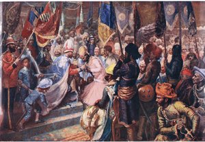 Książę Walii w Indiach, ilustracja z Cassells History of England, 1900 autorstwa Sydney Prior Hall