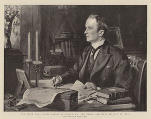 Wielce Szanowny George Nathaniel Curzon, poseł, nowo mianowany wicekról Indii autorstwa Sydney Prior Hall