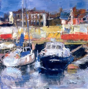 Lowestoft Harbour View (media mieszane i kolaż na papierze) autorstwa Sylvia Paul