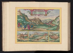 Gezicht op het Alhambra en de stad Granada Najpiękniejszy zamek Granady, potocznie zwany Alhambrą, oglądany od wschodu (tytuł na obiekcie) autorstwa Symon Novelanus (possibly)