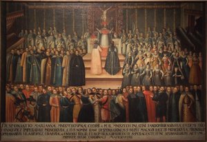 Zaręczyny in absentia Mariny Mniszech i Fałszywego Demetriusza w Krakowie 12 listopada 1605 hrabia autorstwa Szymon Boguszowicz