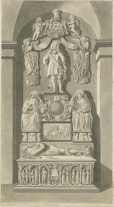 Wnętrze kościoła Patshull - grobowce Astley: rysunek w sepii, nd [koniec XVIII w.] (druk)