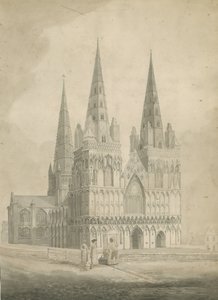 Katedra w Lichfield - Front Zachodni: rysunek w sepii, nd [1782]