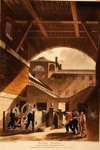 Silnik wodny, więzienie Coldbath Fields, z „Mikrokosmosu Londynu” Ackermanna autorstwa T. and Pugin A.C. Rowlandson