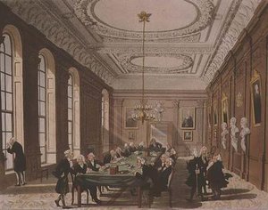 College of Physicians z „Mikrokosmosu Londynu” Ackermanna (kolorowe grawerowanie) autorstwa T. and Pugin A.C. Rowlandson