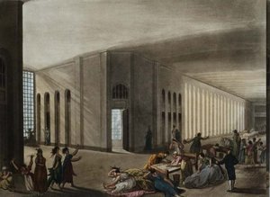 Szpital św. Łukasza dla lunatyków, z „Mikrokosmosu Londynu” Ackermanna, ok. 1800 (kolor grawerowany)