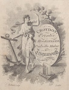 Karta handlowa Croydona, drukarza, księgarza i wytwórcy parasoli, XIX w., XIX w. autorstwa T. Rickard