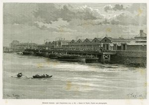 Browar Guinnessa, port eksportowy. Grawer Taylora, ilustrujący historię Trzy miesiące w Irlandii, w 1889, autorstwa Marie Anne de Bovet, in le tour du monde 1890, w reżyserii Edouarda Chartona (1807-1890), Hachette, Paryż. autorstwa T Taylor