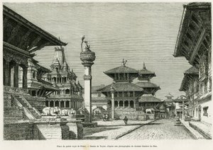 Miejsce Pałacu Królewskiego w Patan (obecnie Lalitpur). Grawer Taylora ilustrujący opowiadanie „Podróż do Nepalu” dr. Gustave