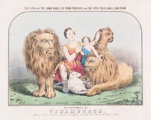 Lew i baranek będą leżeć razem i małe dziecko ich poprowadzi, ok. 1840 (akwarela na papierze) autorstwa T. W. Strong