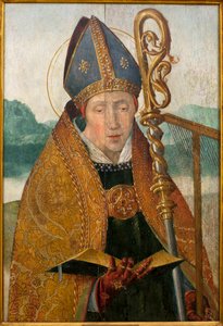 Św. Błażej - Obraz z warsztatu brata Carlosa (malarza flamandzkiego działającego w latach 1517-1544), olej na drewnie, ok. 1530 (św. Błażej, z warsztatu brata Carlosa (działającego w latach 1517-1544), olej na desce, ok. 1530 ) - Musee d