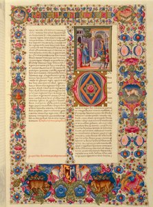 Włochy, Incipit drugiej Księgi Kronik lub miniatura Paralipomenon II z łacińskiej Biblii Borso d