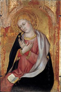 Ołtarz Matki Boskiej Zwiastowania autorstwa Taddeo di Bartolo (pocz. XV w.). Ciemny. 0,77x0,55m. Awinion, Musee du Petro Palais