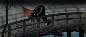 Deszcz na moście Izumi autorstwa Takahashi Hiroaki
